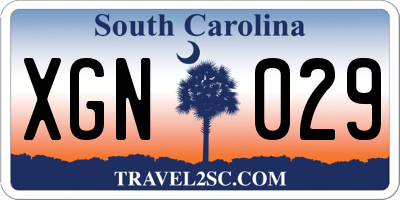 SC license plate XGN029