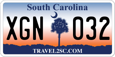 SC license plate XGN032