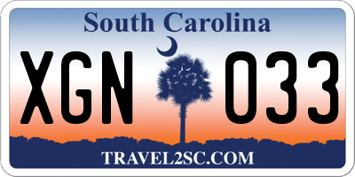 SC license plate XGN033