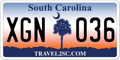 SC license plate XGN036