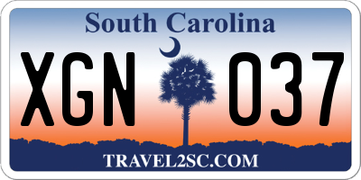 SC license plate XGN037