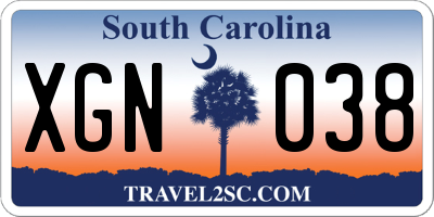 SC license plate XGN038