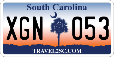 SC license plate XGN053