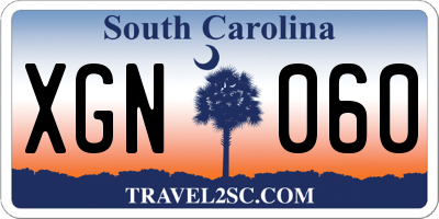 SC license plate XGN060