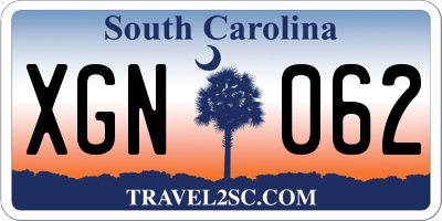 SC license plate XGN062