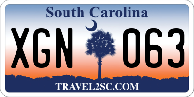 SC license plate XGN063