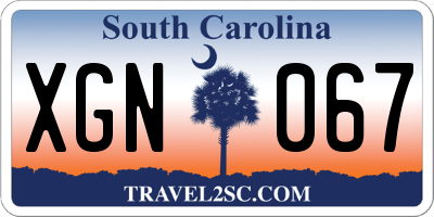 SC license plate XGN067