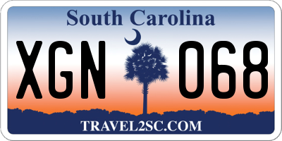 SC license plate XGN068