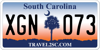 SC license plate XGN073