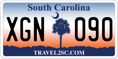 SC license plate XGN090