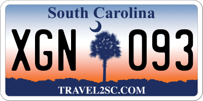 SC license plate XGN093