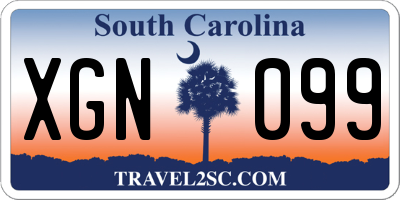 SC license plate XGN099