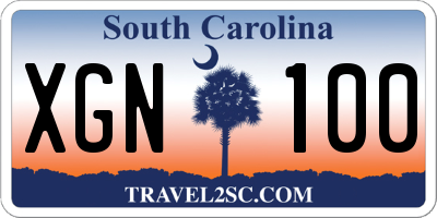 SC license plate XGN100