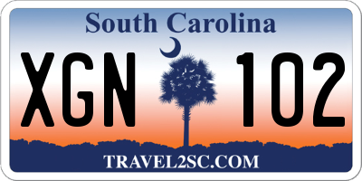 SC license plate XGN102