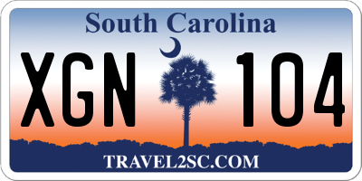 SC license plate XGN104
