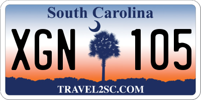 SC license plate XGN105