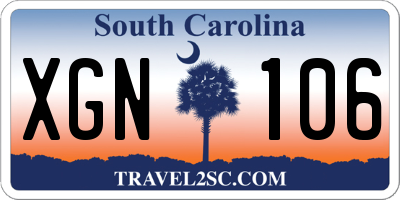 SC license plate XGN106