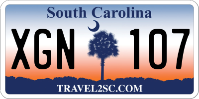 SC license plate XGN107