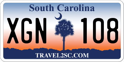 SC license plate XGN108