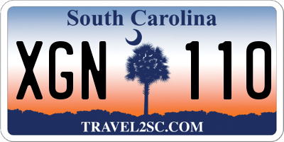 SC license plate XGN110