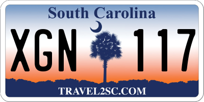 SC license plate XGN117