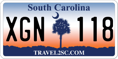 SC license plate XGN118