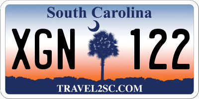 SC license plate XGN122