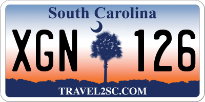 SC license plate XGN126