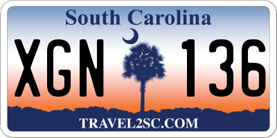 SC license plate XGN136