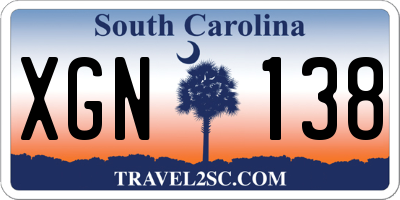 SC license plate XGN138