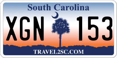 SC license plate XGN153