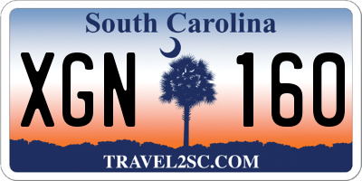 SC license plate XGN160