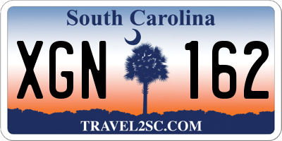 SC license plate XGN162