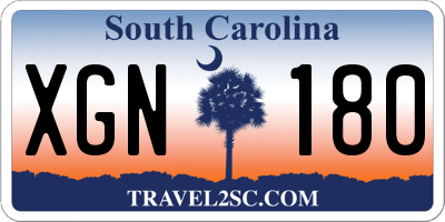 SC license plate XGN180