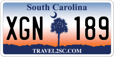SC license plate XGN189