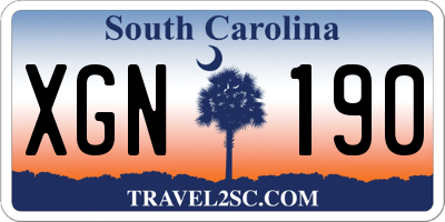 SC license plate XGN190