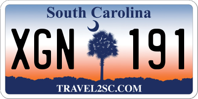 SC license plate XGN191