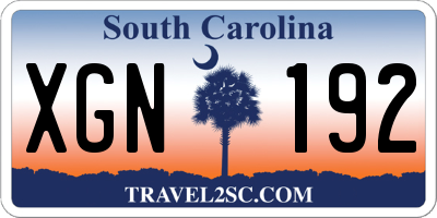 SC license plate XGN192