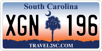 SC license plate XGN196