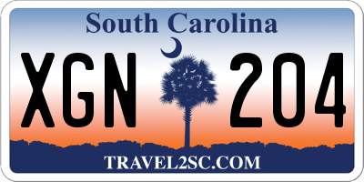 SC license plate XGN204