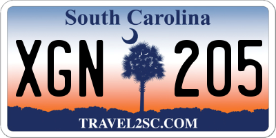 SC license plate XGN205