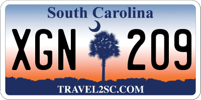 SC license plate XGN209