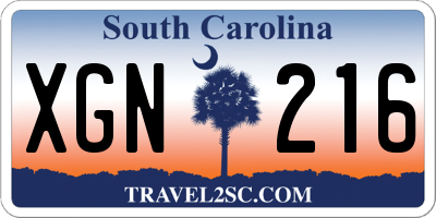 SC license plate XGN216
