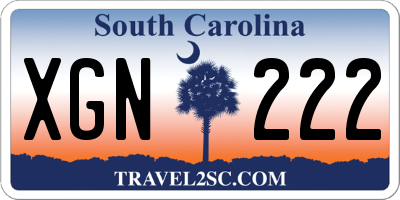 SC license plate XGN222