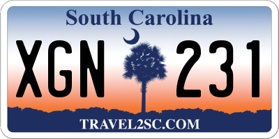 SC license plate XGN231