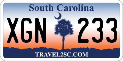SC license plate XGN233
