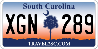 SC license plate XGN289
