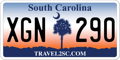 SC license plate XGN290