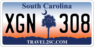 SC license plate XGN308