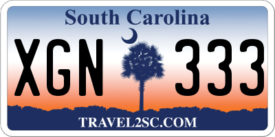 SC license plate XGN333